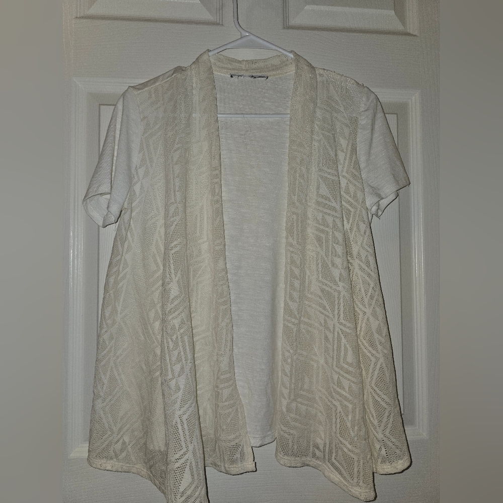 White Sheer Knitted Patterned Cardigan